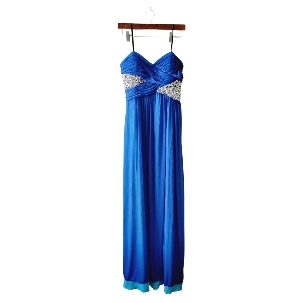 City Triangles blue color formal prom dress with rhynestones size 13